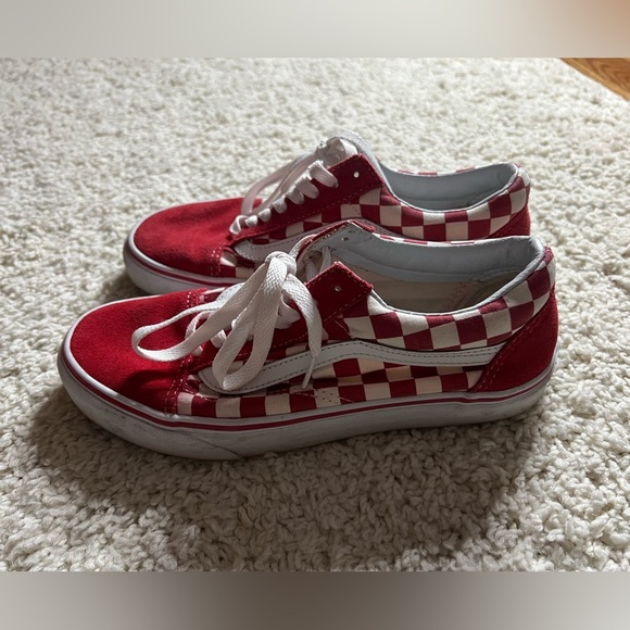 Unisex Old Skool Low Top Red Checkered Vans - Picture 8 of 8